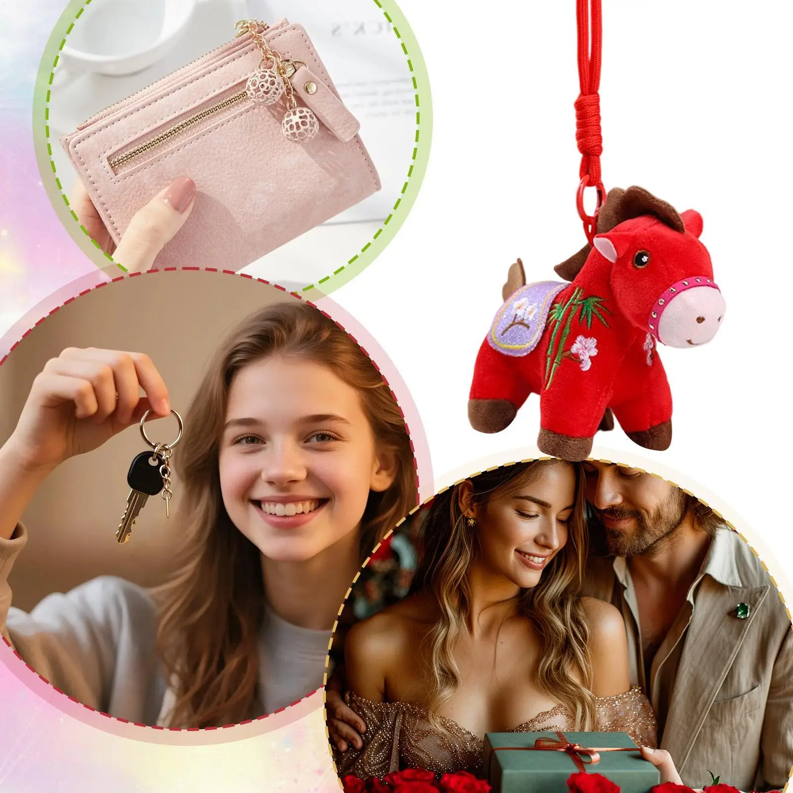 말 열쇠고리 플러시 펜던트 장식 2026 행운의 말의 해 가방 장식품 백팩 남자친구 여자 여성 자동차 발렌타인데이 선물