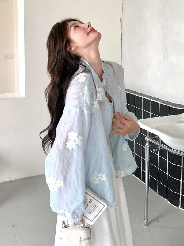 

plus Size 300 Pounds Beautiful Women's Floral Embroidery Stand Collar Jacket Summer College Style Age Reduction Top Ins