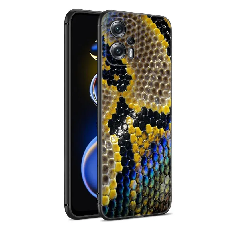 Python Snake Pattern Phone Case For Xiaomi POCO X3 X4 NFC F5 M2 M3 M4 M6 X5 Pro F3 F4 GT 5G C31 C55 M5S Black Silicone Cover