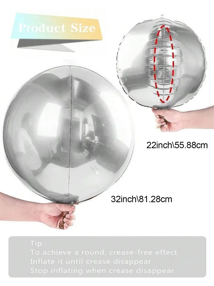 1/3/5 Stück silberne 4D-Effekt-Aluminiumfolienballons für silberne Themen, Geburtstagsfeiern, Junggesellinnenabschiede, Hochzeiten, Brautmädchen-Themen Dec – Detail 7