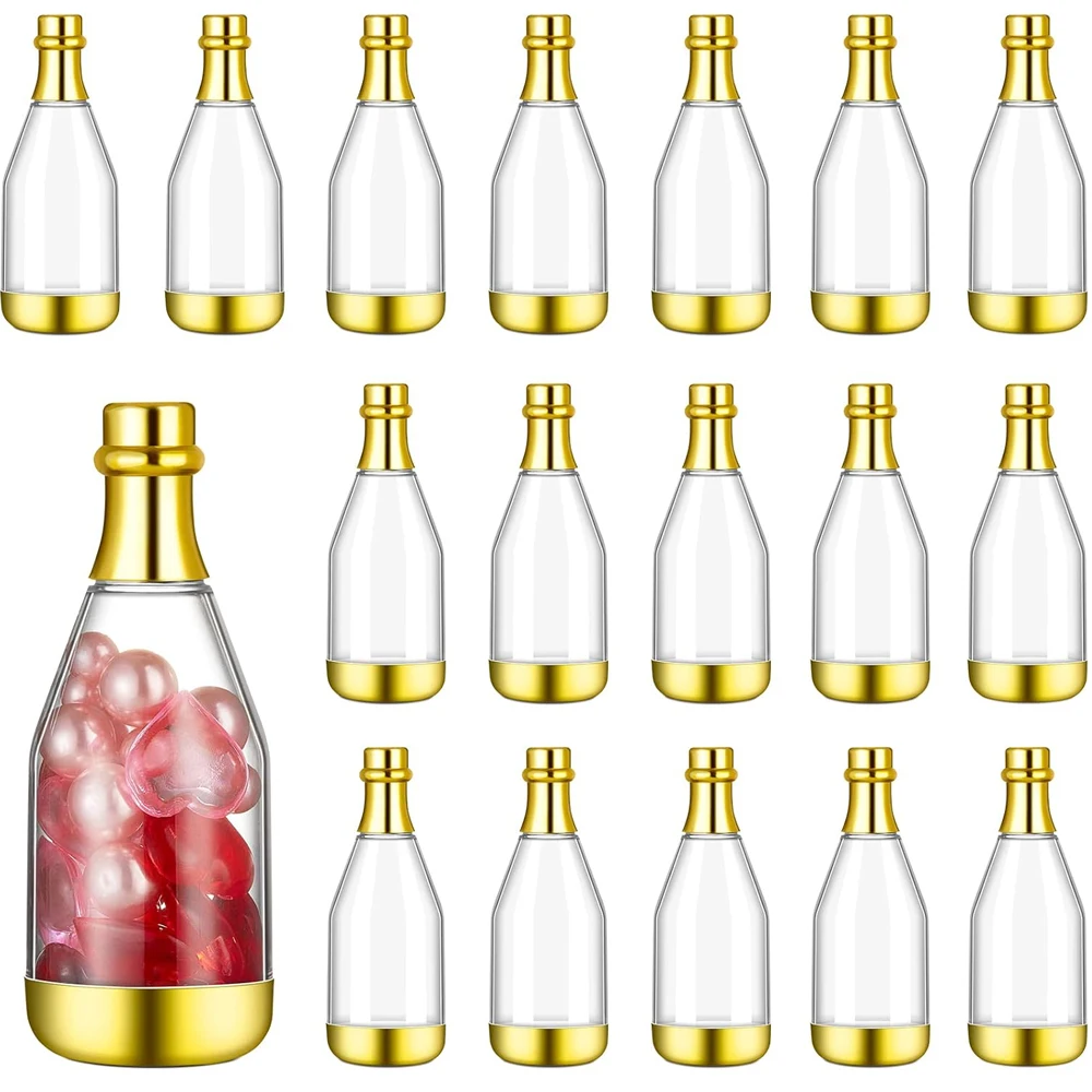 Mini contenedor de botellas de champán, botellas pequeñas de plástico a granel para dulces, recuerdo DIY, Mini tarros de dulces, recuerdos de boda para boda