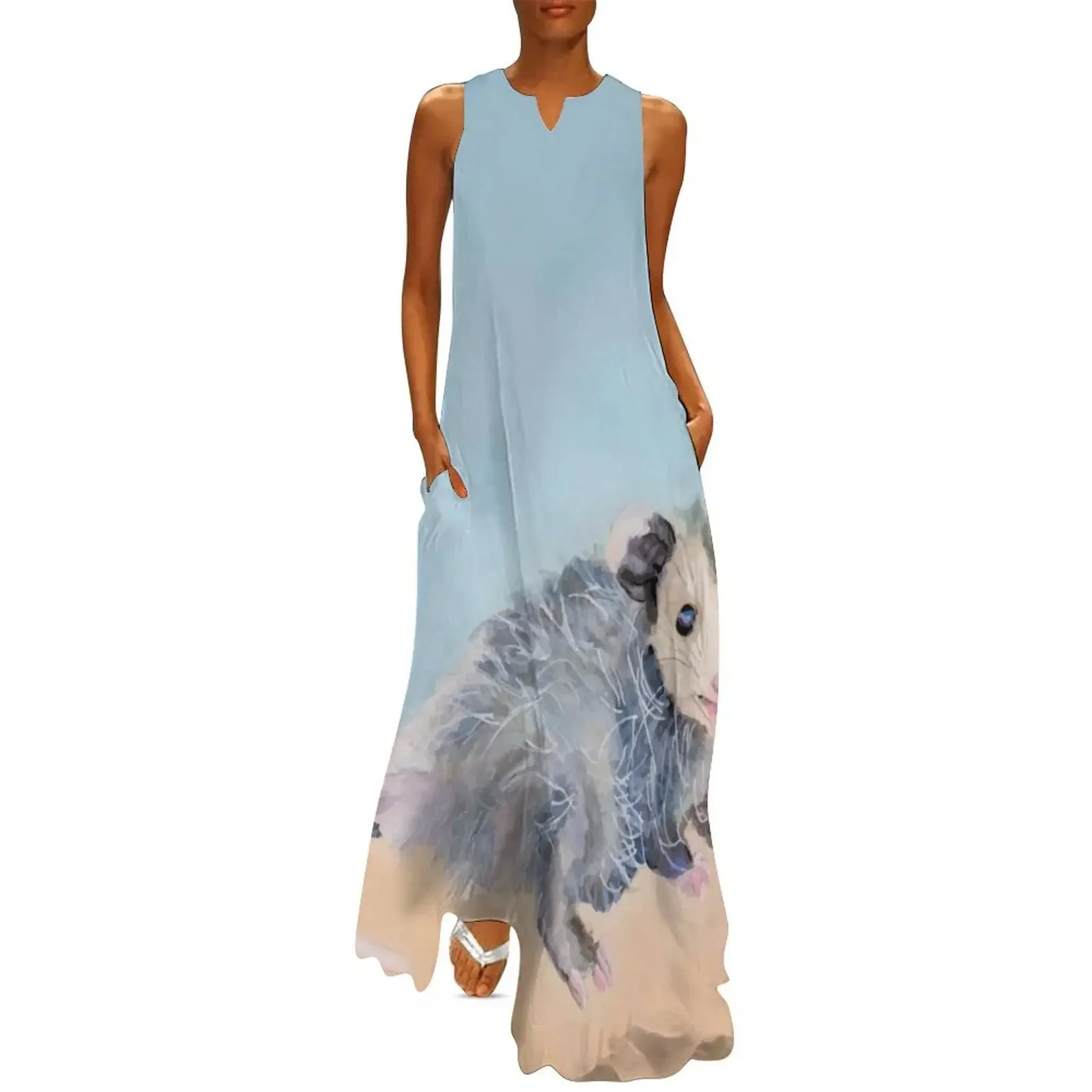 

Awesome Happy Baby Opossum Watercolor Mixed Media Long Dress Dresses bandage dress Woman's evening dress