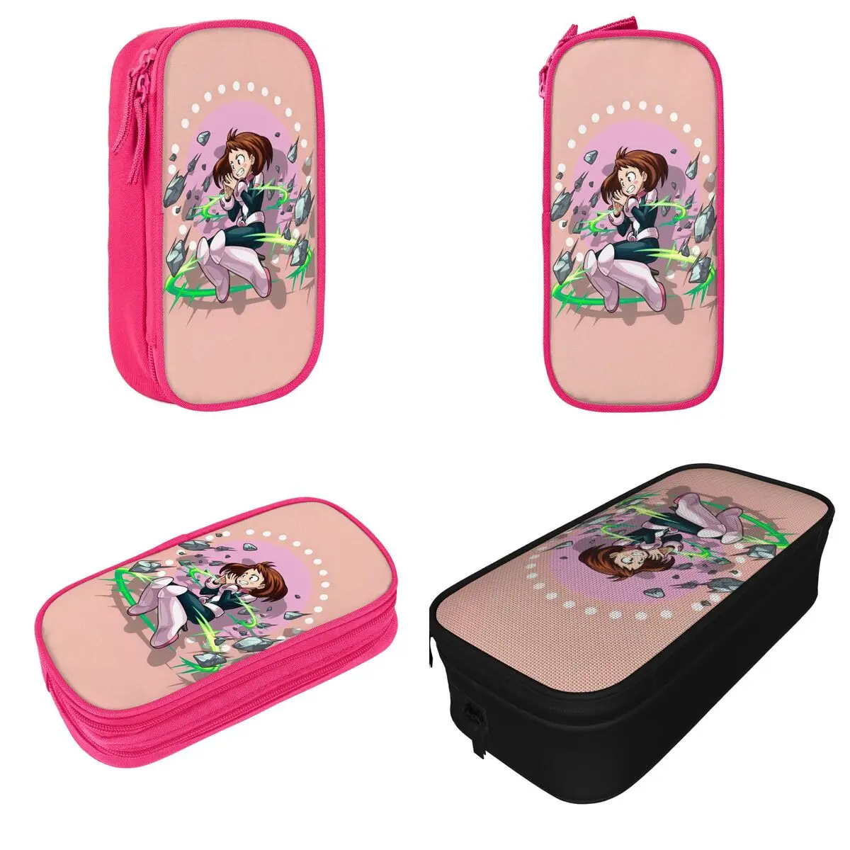 Ochaco My Hero Academia Pencil Cases Anime Pencilcases Pen Holder for Girls Boys Big Capacity Bags Supplies Zipper Stationery