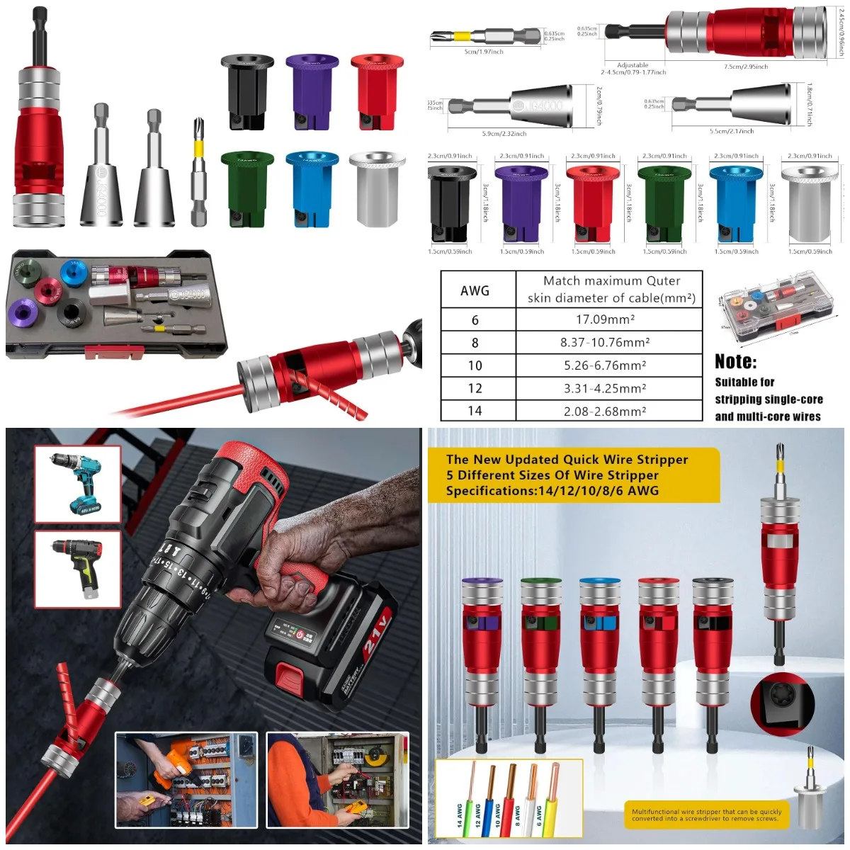 

Инструмент для зачистки проводов для дрели, 6-14 AWG, портативный инструмент для закрутки кабеля и отвертки (10 шт.)