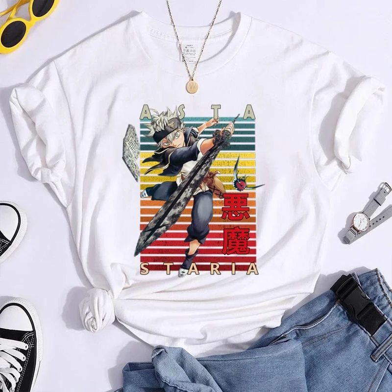 

New Asta Graphic Print T-shirt Fashion Round Neck Short Sleeve Tees Streetwear Casual Anime T Shirt