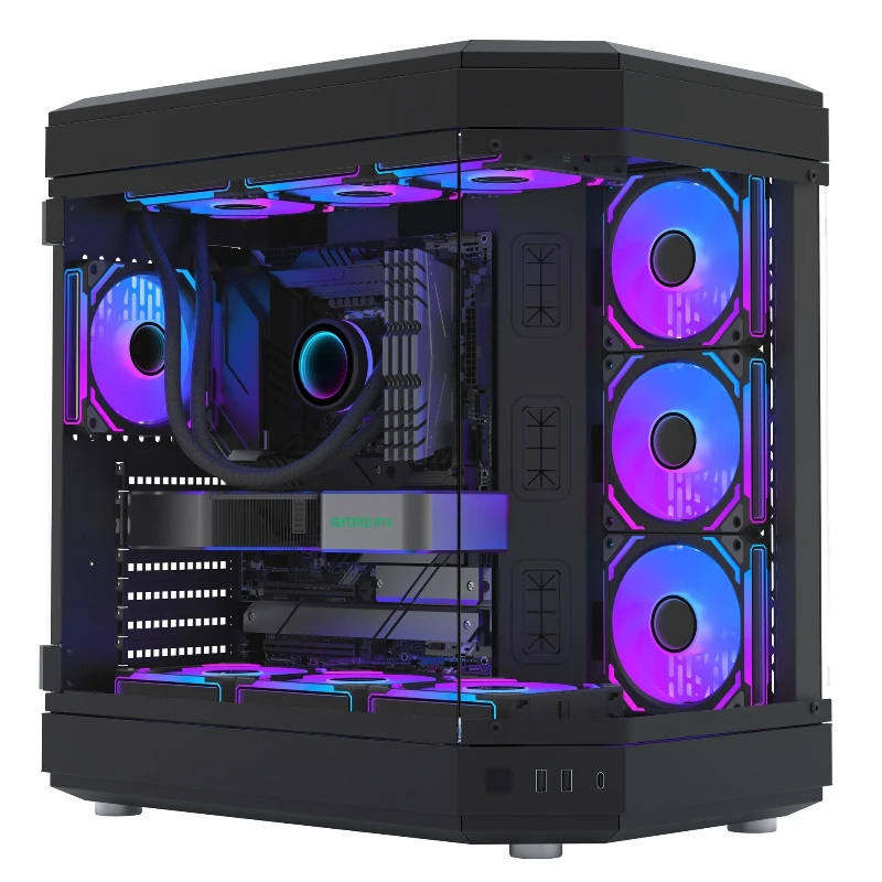 Fish tank desktop computerchassis, glazen zijde transparant e-sportchassis