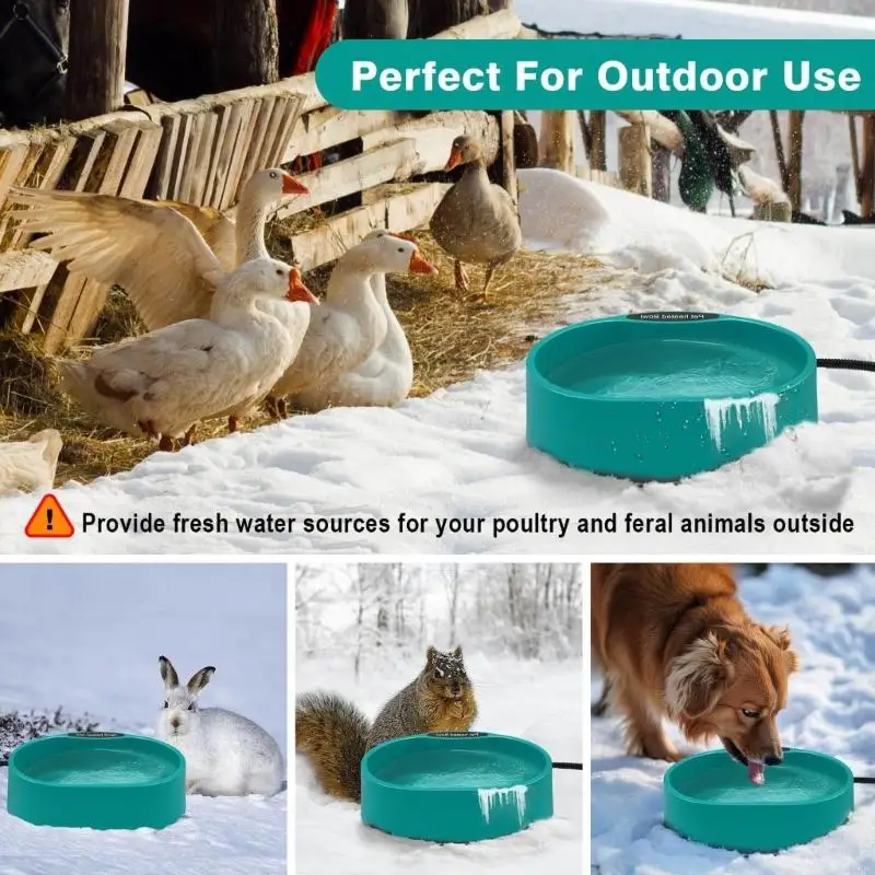   Permanent Heated Chicken Waterer 125oz Chew Resistant Cord  for Farm Use