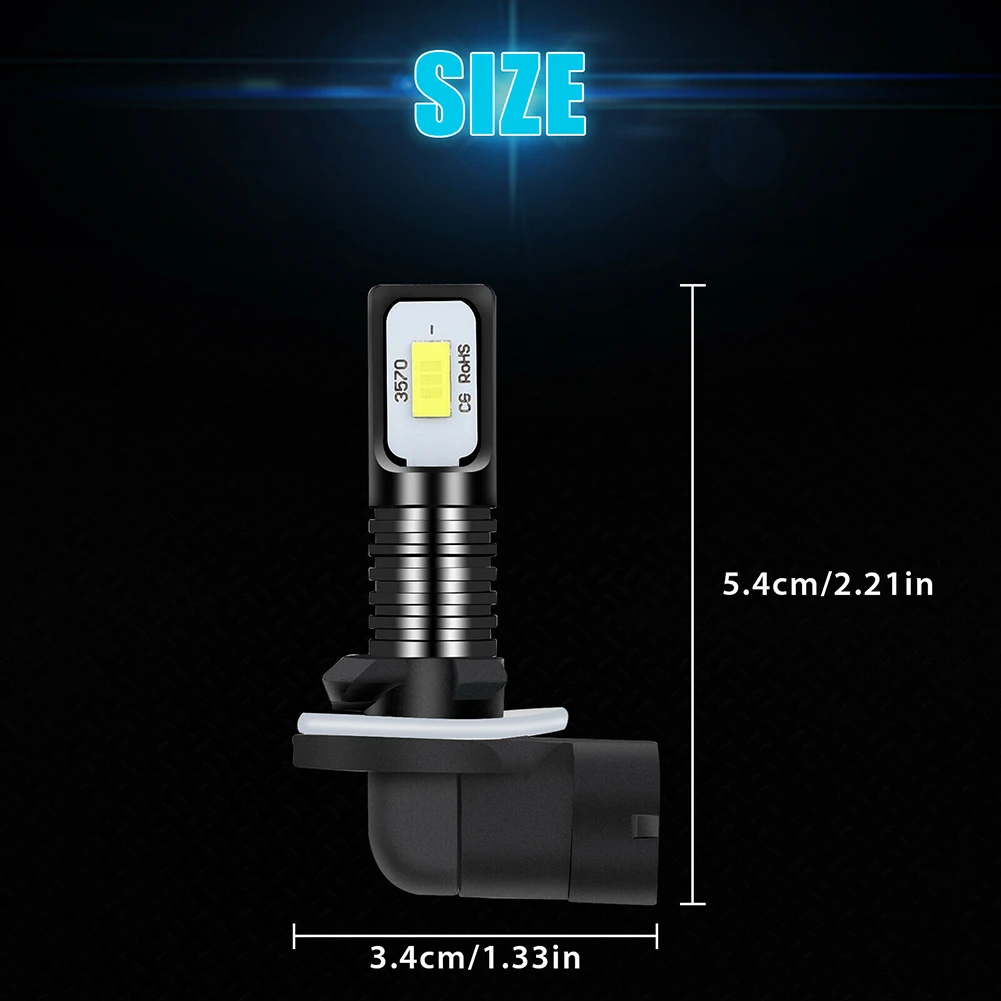 2 Pcs 881 Led Car Fog Lamp DRL Driving Bulbs 862 886 889 894 896 898 Xenon White 6000k 4000lm Ip67 Waterproof