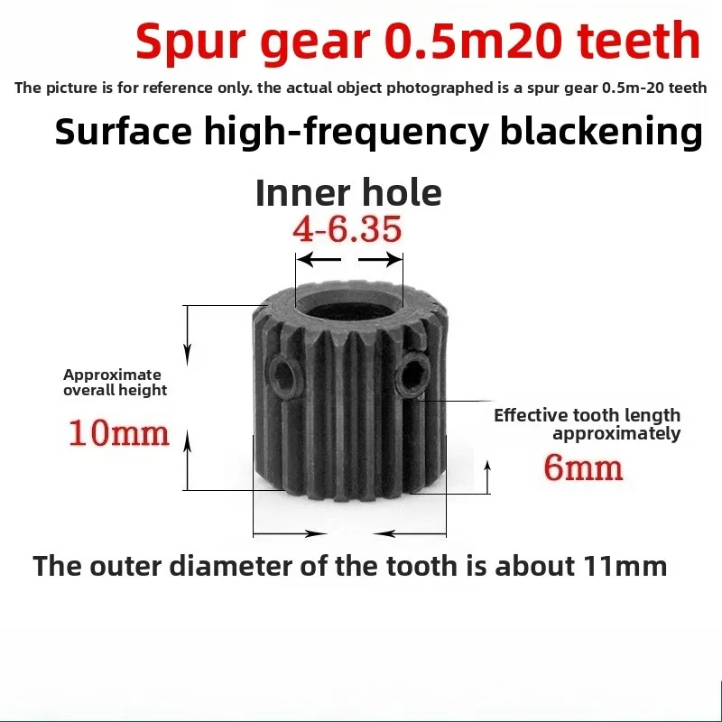 

0.5 Modulus Pinion Gears 0.5M 20T 22T 24 Teeth 45# Stee Bore 4 5 6 6.35mm Spur Gear Convex Gear Transmission Motor Accessories