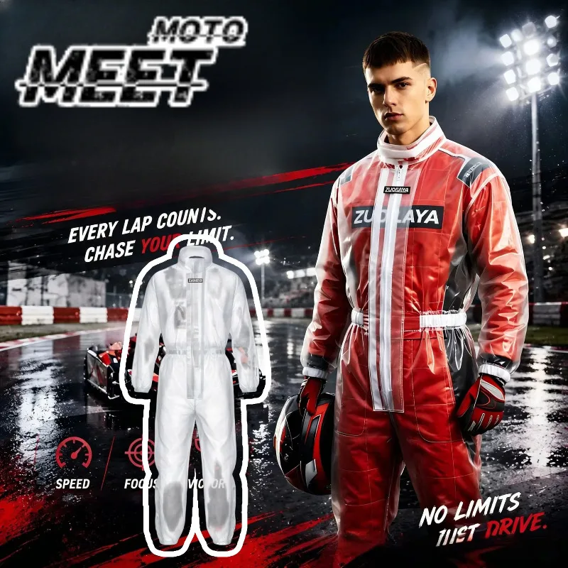 ZUOLAYA Transparent Zipper Jumpsuit Long Sleeved Couple Bodysuit Waterproof Soft Smooth Adult Raincoat Dustproof