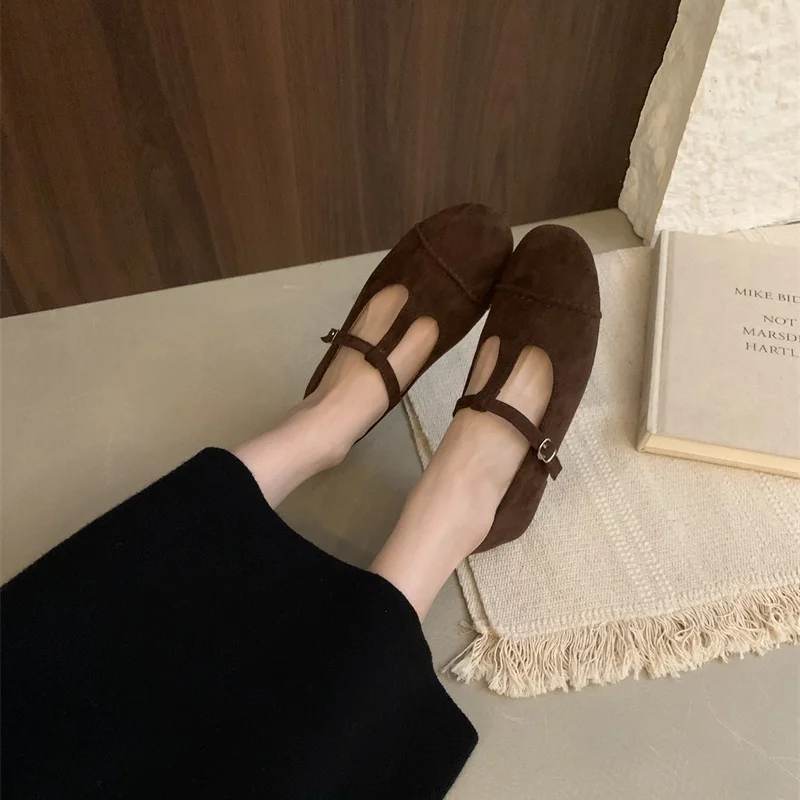 Korean Shoes Soft Female Footwear All-Match Shallow Mouth Autumn 2024 Dress Retro Fall New Flat Shallow Mouth Korean Shoes Soft