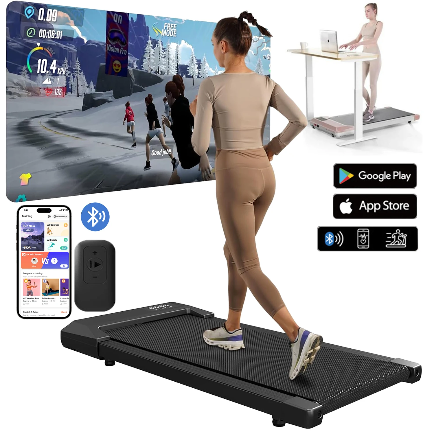 300lbs Laufband für Zuhause 2,5 PS Laufbänder Walking Pad LCD Digitale Datenanzeige 2in1 Walking Laufen Fitness Trainingsgerät