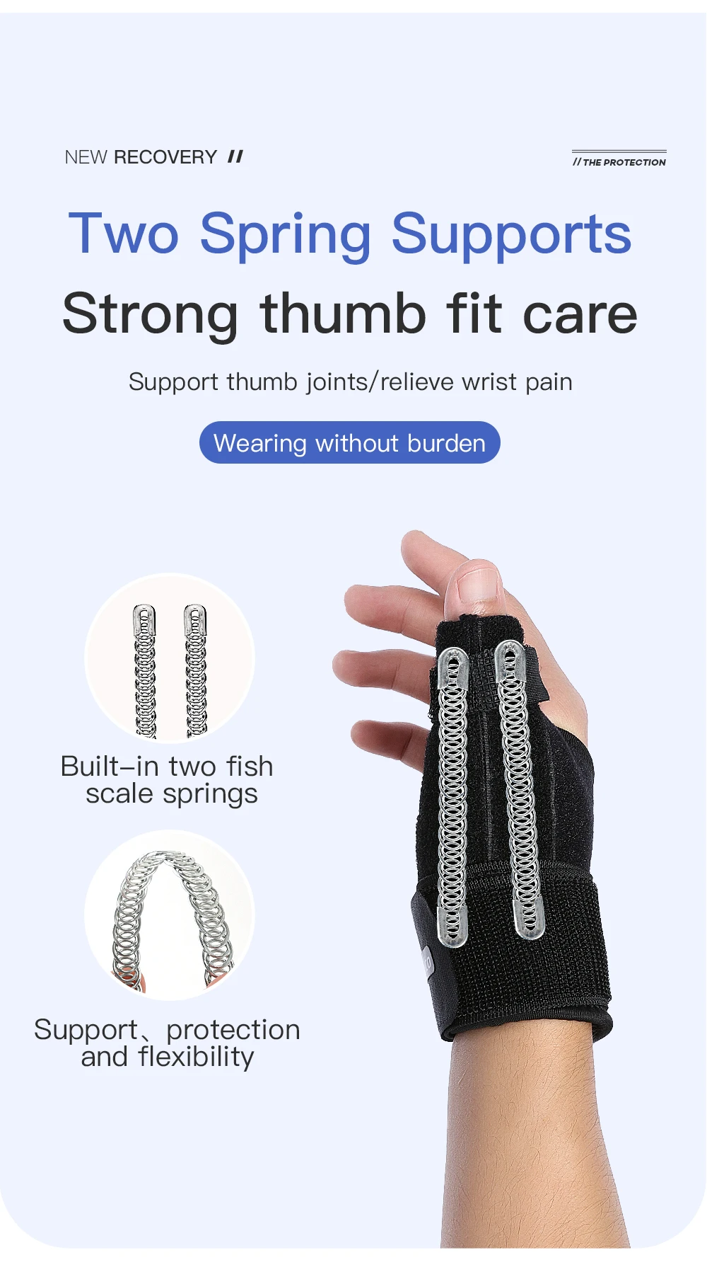 1PC Flexible Schiene Handgelenk Daumen Unterstützung Klammer für Sehnenscheidenentzündung Arthritis Atmungsaktive Daumen Schutz Schutz Passt Rechts und Links Hand – Detail 3