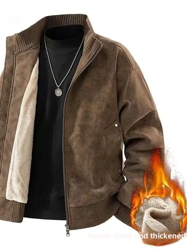 

Мужская кожаная куртка в американском ретро-стиле с бейсбольным воротником, осенне-зимняя, новая модная, свободная, теплая, повседневная, универсальная