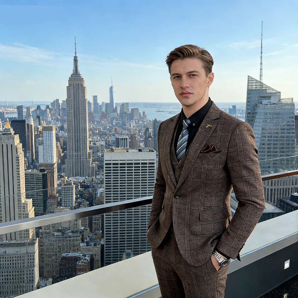 

6XL Italian Style Elegant Business Cotton Linen Casual Fine Terno De Cânhamo (Blazer + Vest + Pants) for Dapper Gentleman