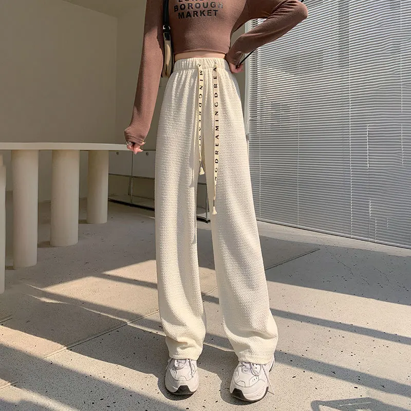 MRMT 2024 Brand New Puff Pants Wide Leg Pants Women's High Waist Drawstring Walking Pants Drape Straight Casual Pants