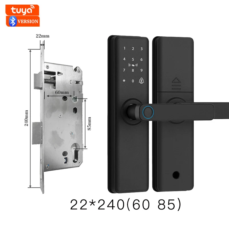 2025 Nieuw slim deurslot met Bluetooth-compatibel Tuya APP Digitaal elektronisch slot Smart Home Houten deurslot Vingerafdruk