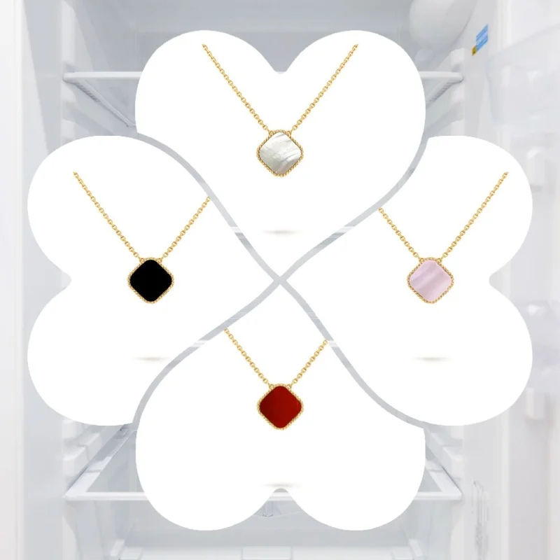 New High-Quality 925 Silver Clover Necklace Fashion Flower Shell Enamel Gold Plating Necklace Jewelr Suitable For Women And Man