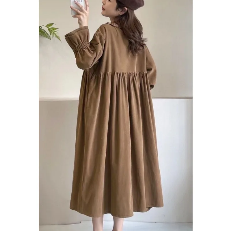 Vestido de boneca de lapela de camada dupla retrô literária japonesa floresta doce vestido de veludo para mulheres