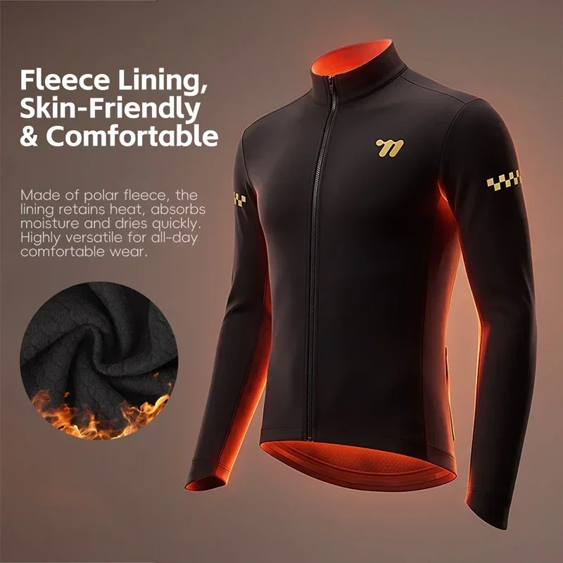 WEST BIKING Warm Cycling Jacket Coat Professional Thermal Fleece Cycling Clothing Windproof Outdoor Sports Jacket Windbreaker