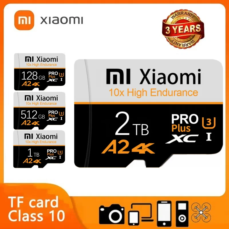 

Оригинальная карта памяти Xiaomi SD 128 ГБ, большая емкость Micro TF SD-карты 1 ТБ/2 ТБ с устройством чтения карт, флэш-карта для телефонов, ПК, настольных ПК