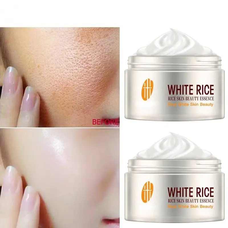 Creme branco do alvejante do arroz, antienvelhecimento, remova enrugamento, nutritivo, creme facial hidratando, cuidado de cara