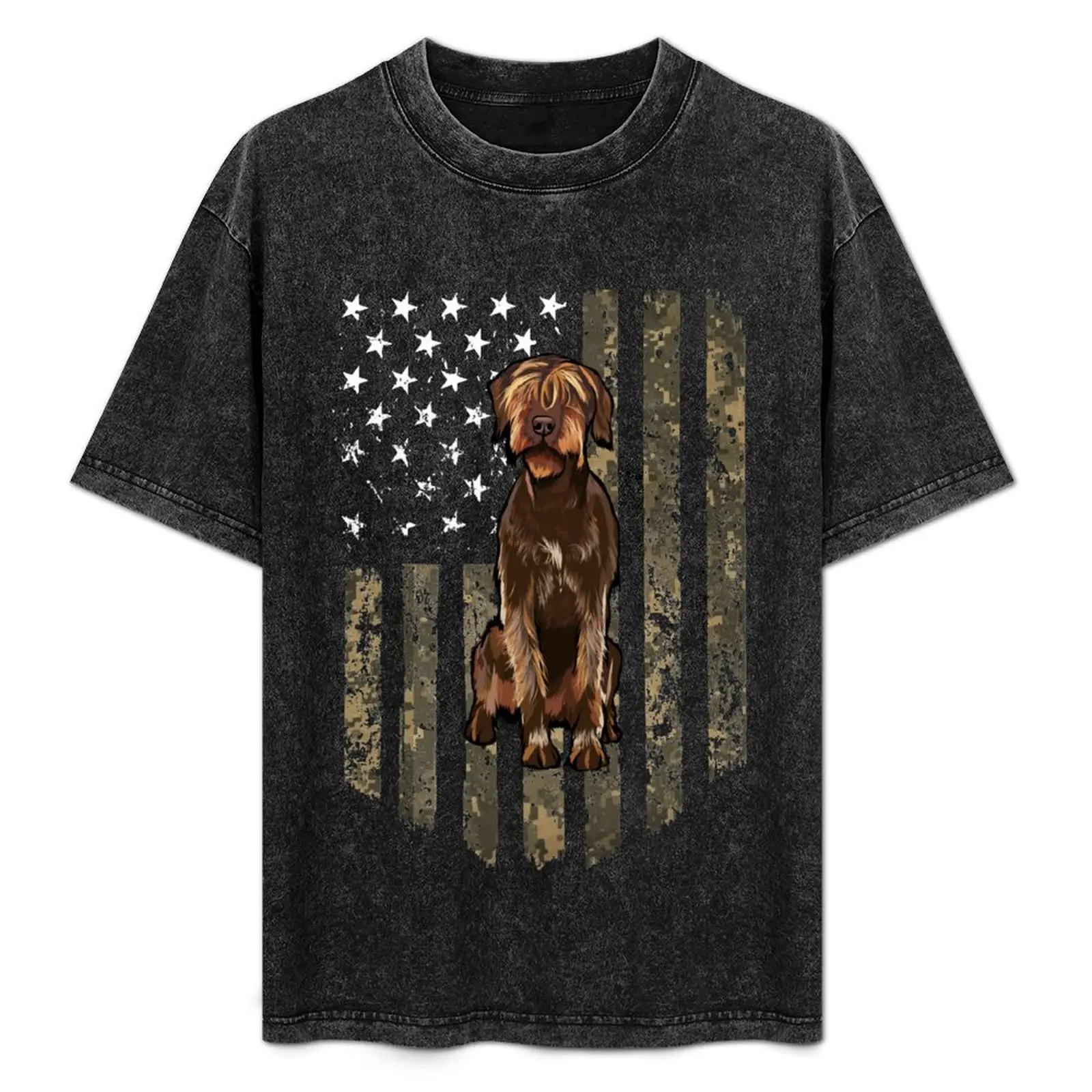 Camo American Flag Wirehaired Pointing Griffon 4th Of July Essential T-Shirt anime oversized cotton t shirt men