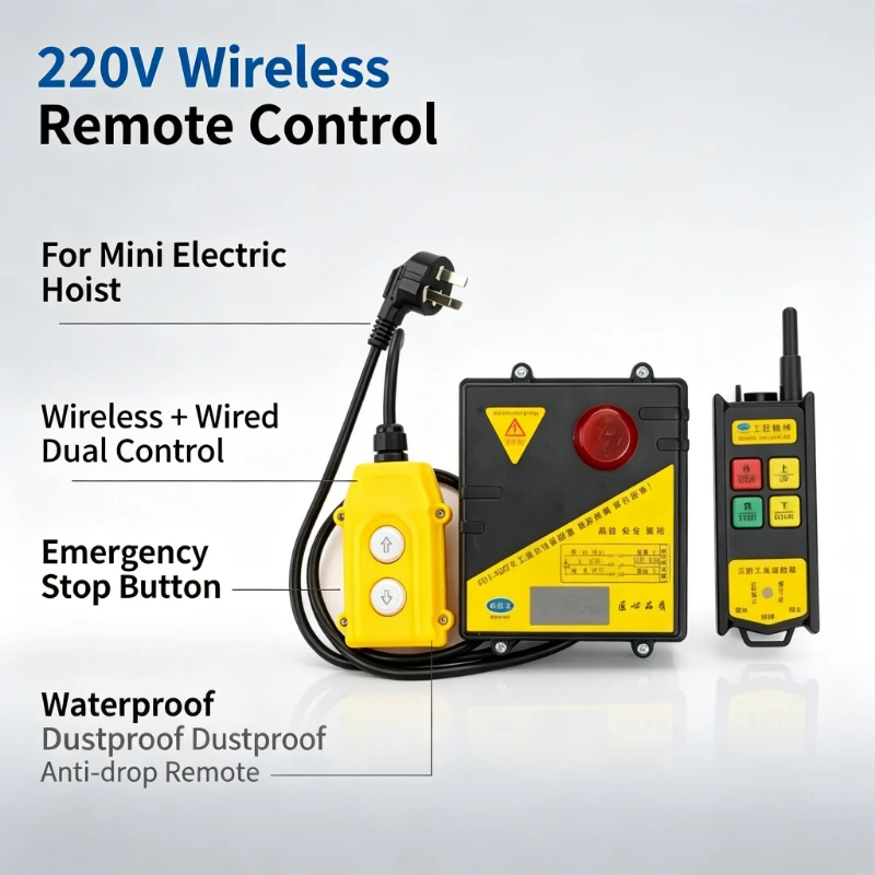 220V Wireless Remote Control Kit for Mini Electric Hoist Winch Lift YTK-V2S Up Down Industrial Radio Remote Controller
