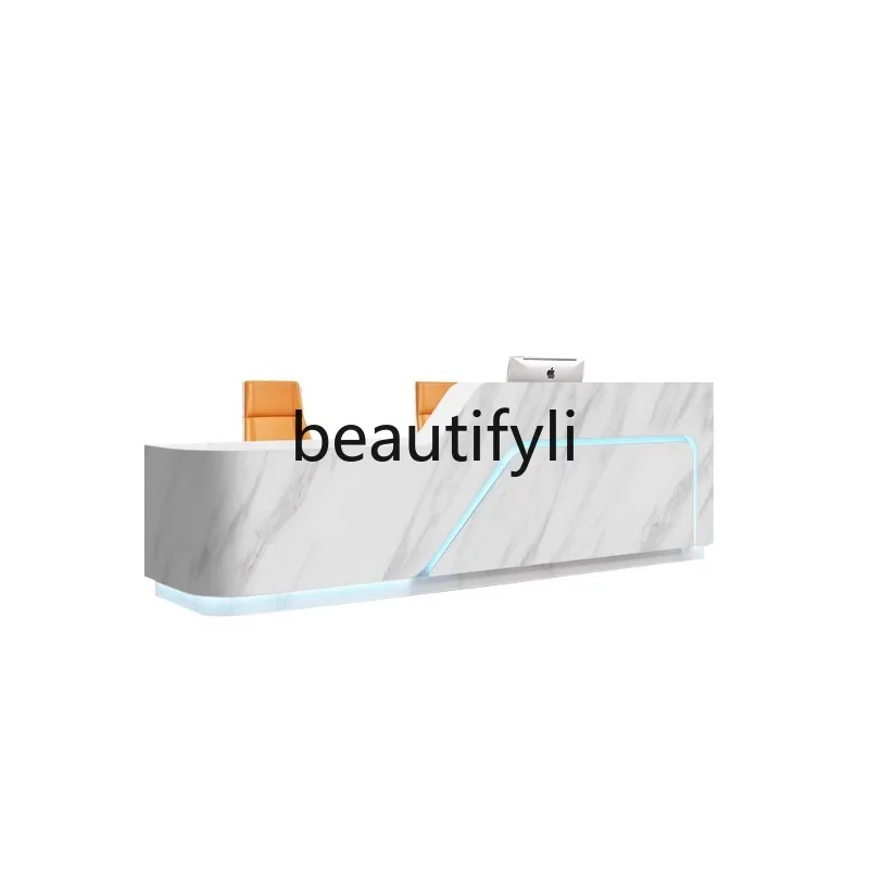 مكتب استقبال من الرخام المقلد للشركة، مكتب استقبال بسيط وحديث لصالونات التجميل، يمكن تخصيص شريط صفحة الخروج