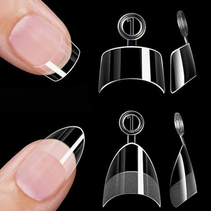 600 Pieces Transparent Soft Glue Nail Covers 12 Sizes Almond Shape Half-covered Short False Nails for Nail Extension