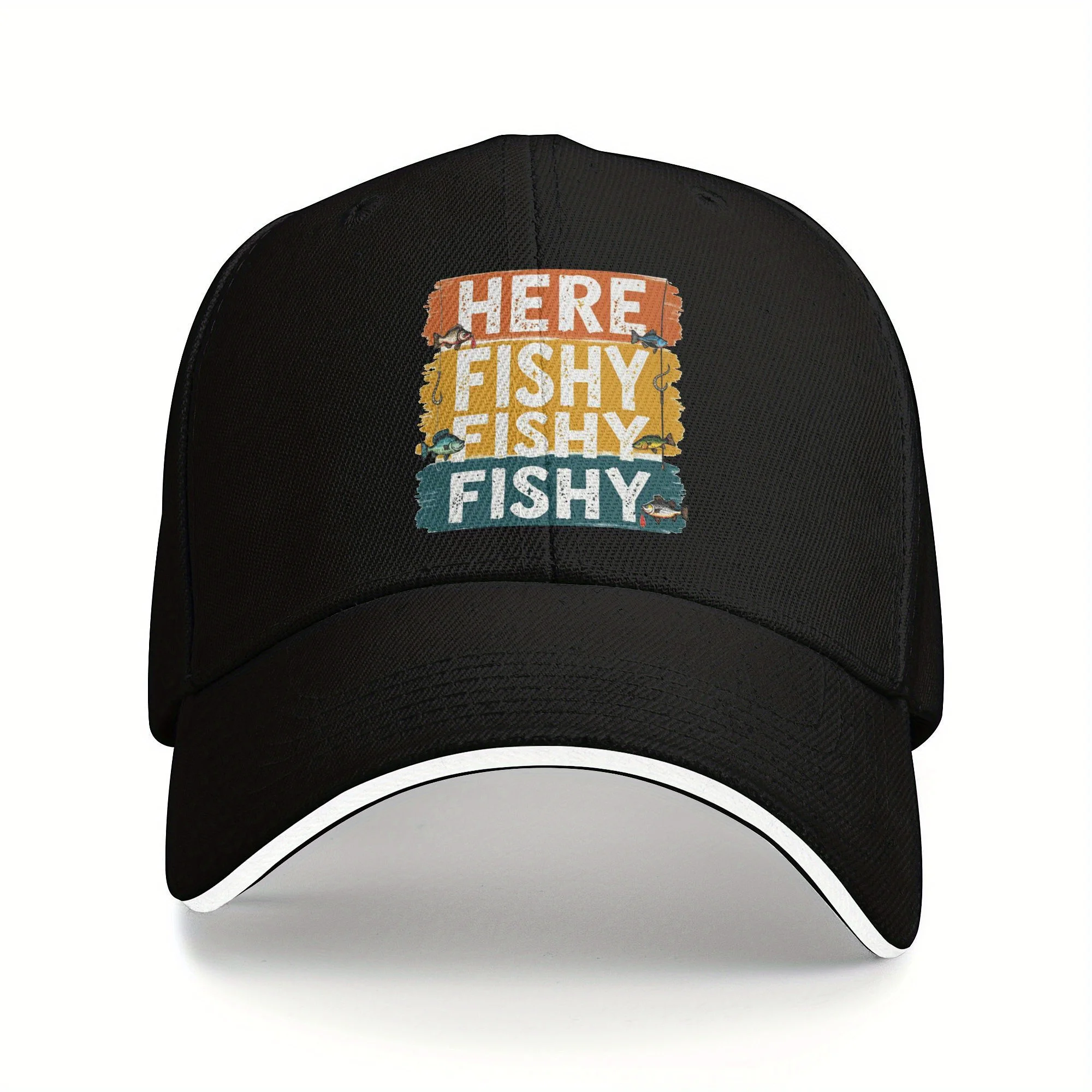 

Here Fishy Kids Baseball Cap Youth Camping Retro Hip Hop Style Baseball Hat Adjustable Sandwich Brim Lightweight Outdoor