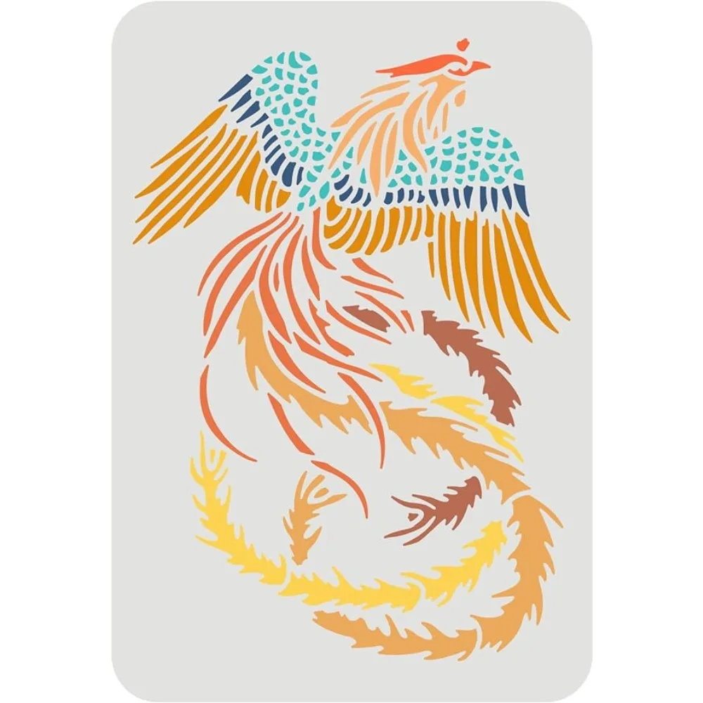 Phoenix Stencil for Painting 11.7x8.3 inch, Mythology Flying Phoenix Stencil Template DIY Reusable Drawing Stencils Large