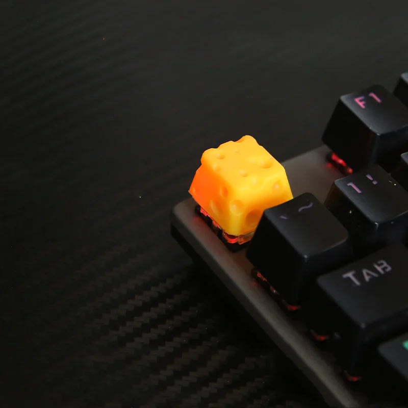 Creative Mini Luminous Cheese Keycap ESC Cute Game Button Resin Mechanical Keyboard Cross Axis Replacement Shaft Tester Pendant