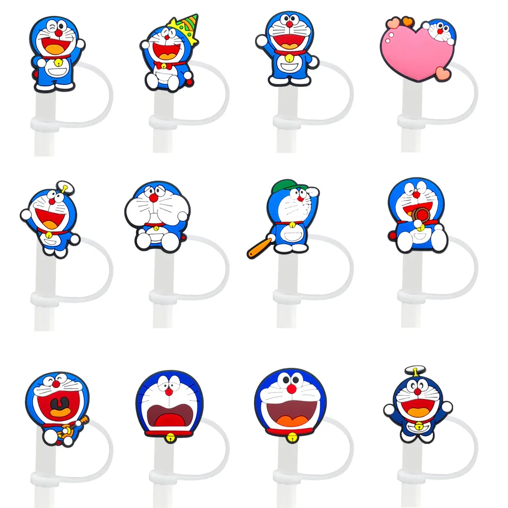 

8-10mm Doraemon Straw Cap Cartoon Accessory Soft Rubber Dust Cover Recyclable Y2k Fashion Toys Anime Cartoon Frind Kawaii Cute