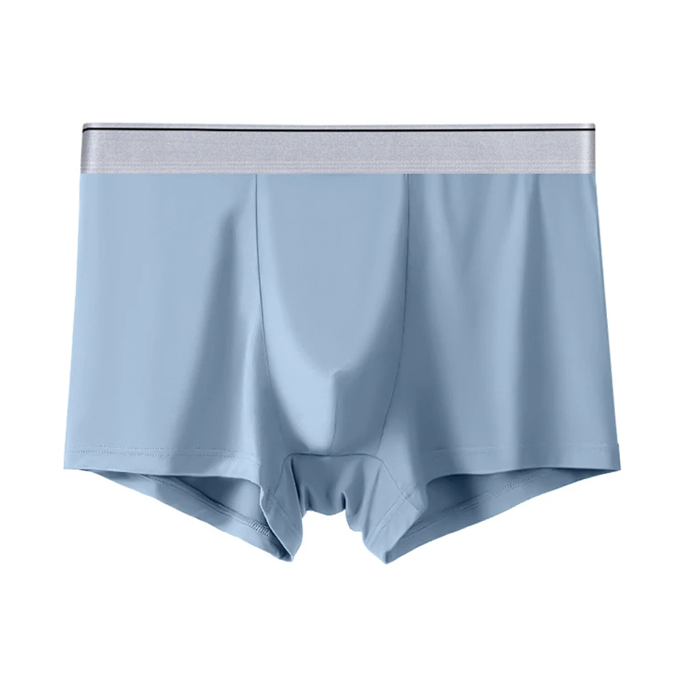 

Men Ice Silk Comfortable Soft Boxer Briefs Solid Color Skin-friendly Shorts Breathable Sweat Panties Casual Loose Homewear