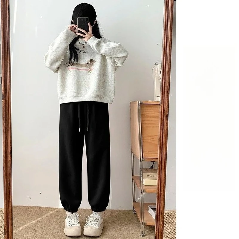 الوردي الصوف السراويل الرياضية للنساء الخريف والشتاء سميكة الدافئة سراويل قطنية صغيرة الحجم الكاحل ملزمة الصوف السراويل الصحية #6