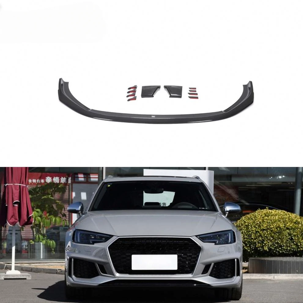 RS4 Dry Carbon Fiber Front Lip with Winglets for Audi RS4 B9 Avant 2019