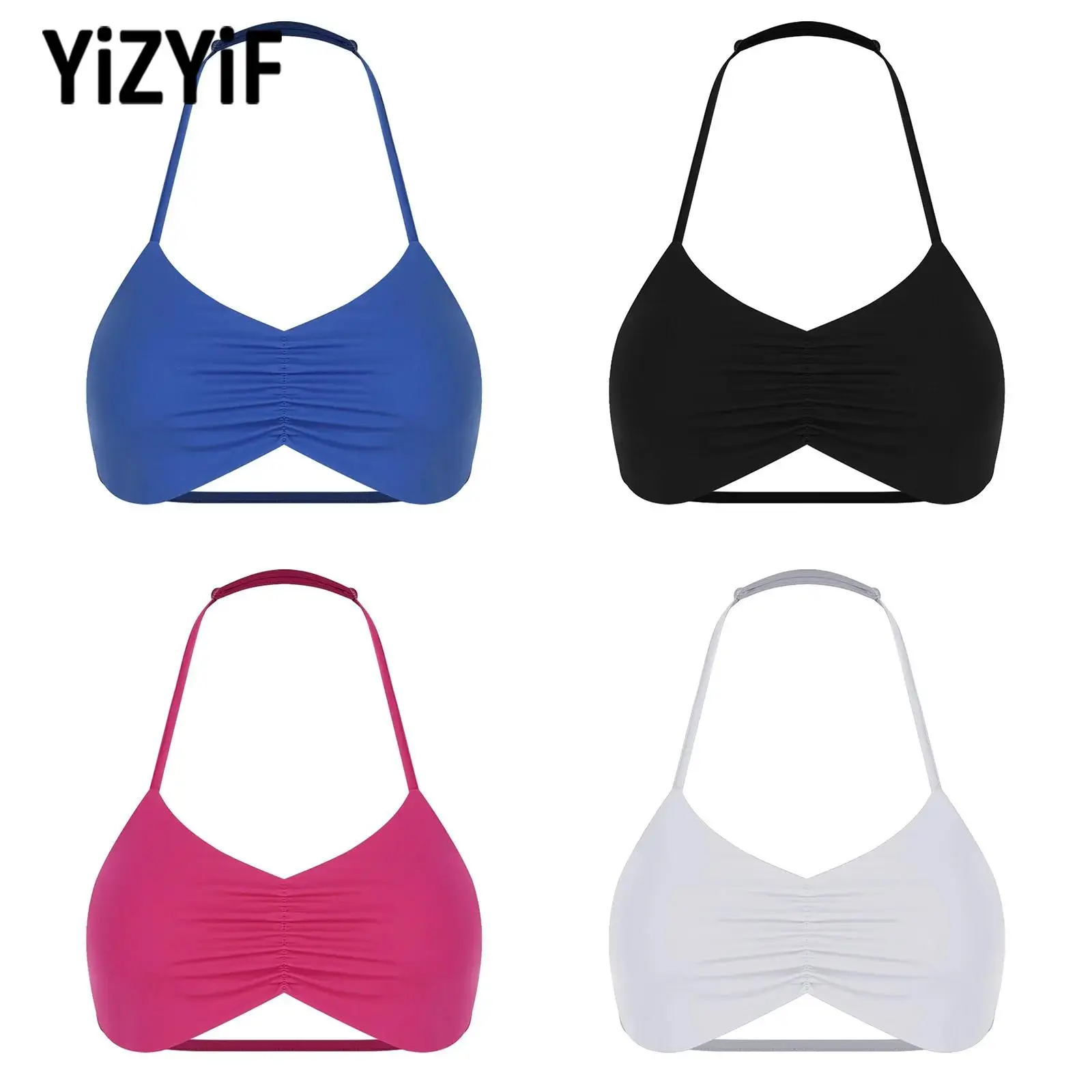 

Женский модный укороченный топ для йоги с лямкой на шее без рукавов и открытой спиной, съемные нагрудные подушечки, бюстгальтер, топ на бретелях для тренажерного зала, бега, велоспорта, спортивная одежда