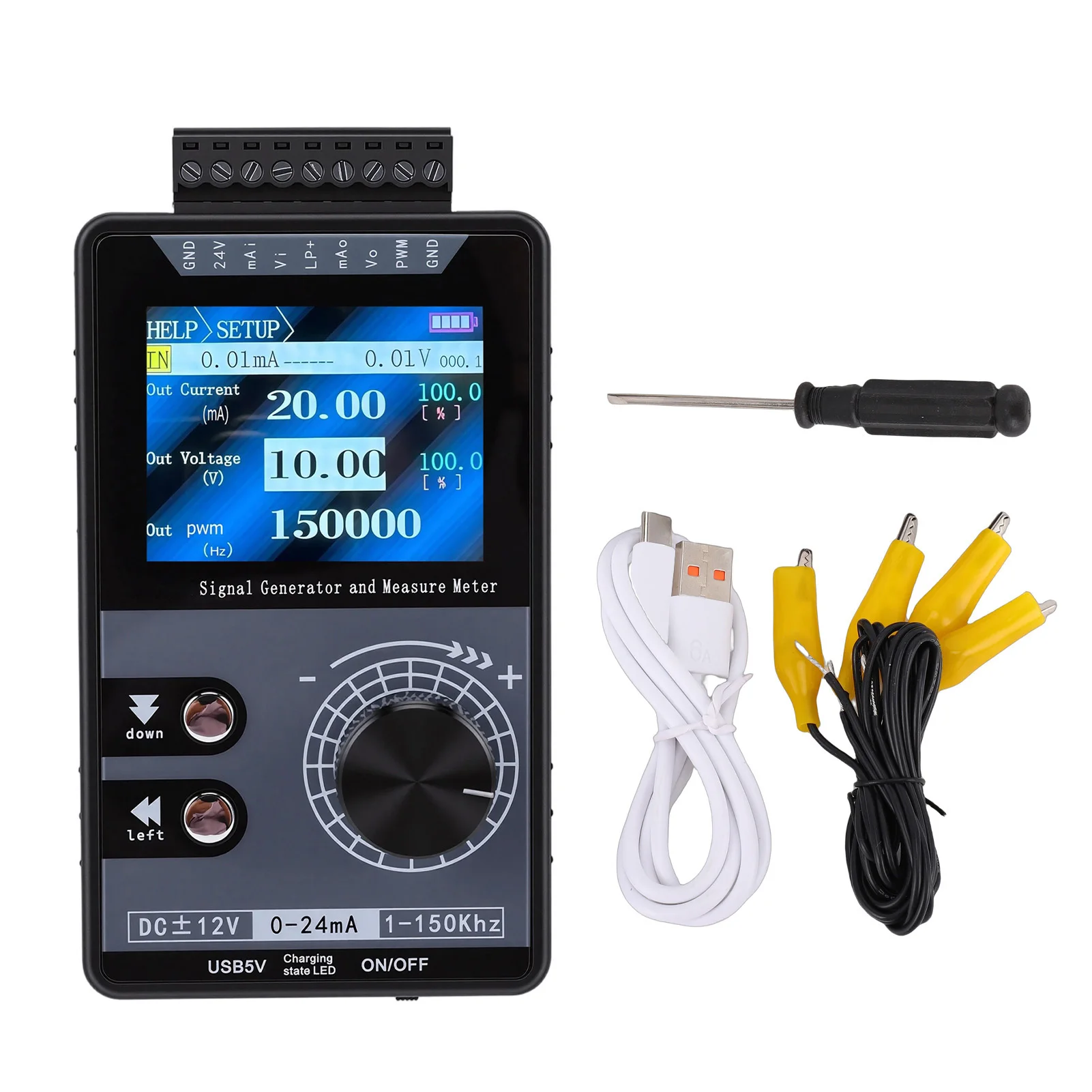 Adjustable Signal Generator 4-20mA DC Voltage Current Simulator for PLC Controller Panel LED Test Calibration PWM Pulse 1-150kHz