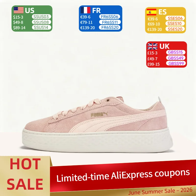 

Puma Smash Platform: Trendy, Versatile, Comfortable, Feminine, Soft, Non-Slip Low-Top Sneakers for Women – Pink 366488-21