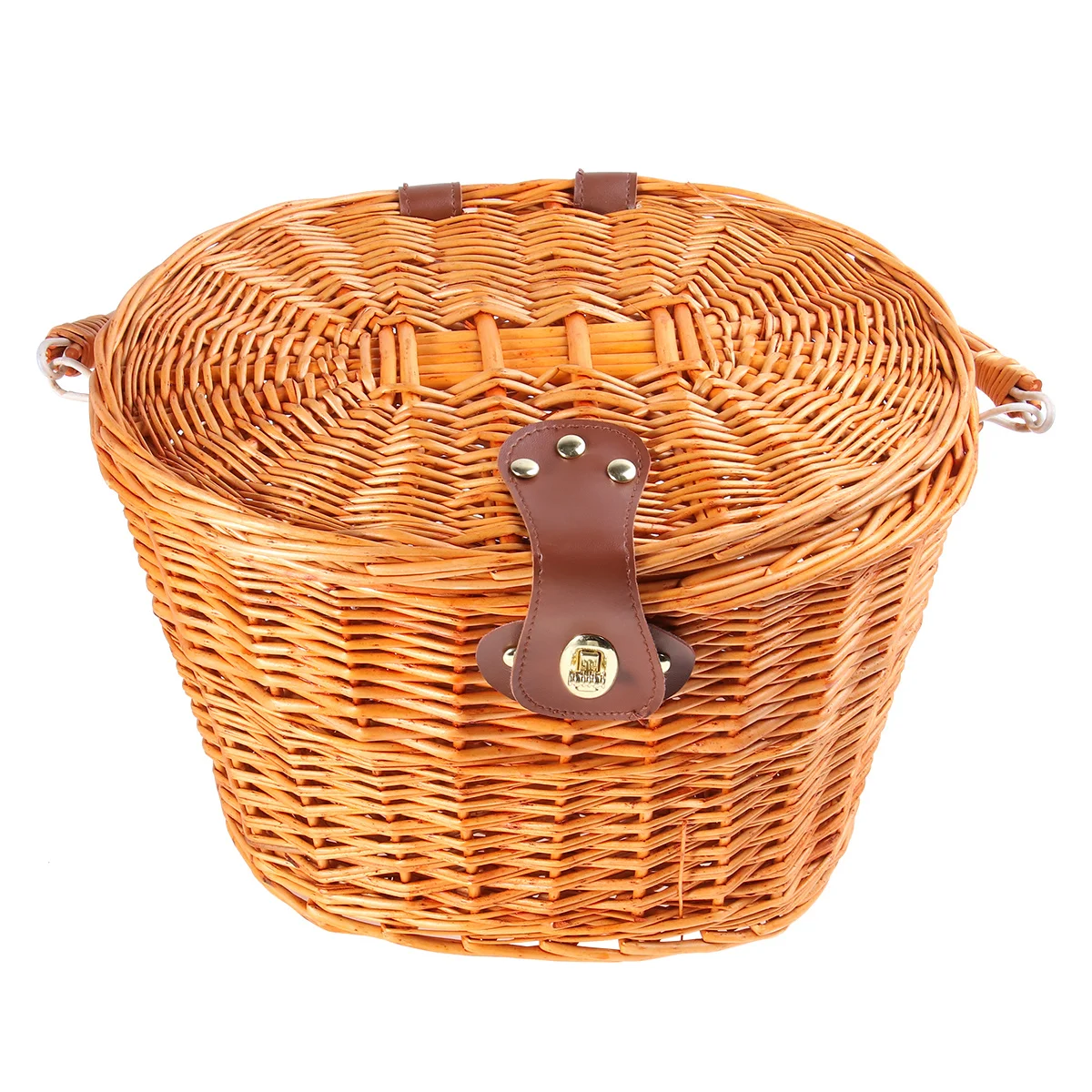 Bike Wicker Baskets Front Box Lid Handle Natural Material Unique Design Large Capacity Style Wicker Baskets