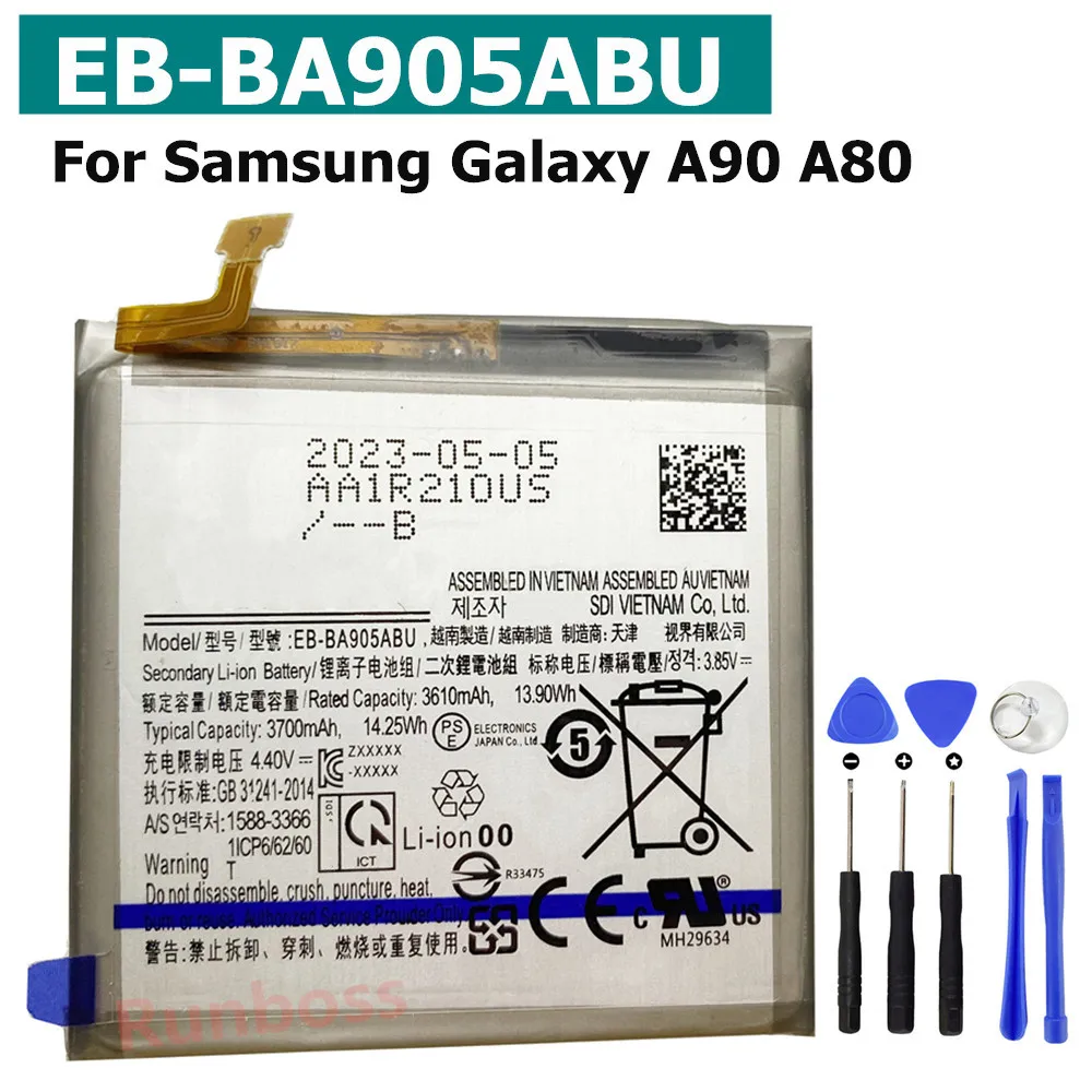 New EB-BA905ABU 3700mAh Battery For Samsung Galaxy A90 A80 SM-A905F SM-A8050 SM-A805F A8050N SM-A805F/DS Batteries + Tools