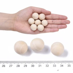 1-40pcs Natural Wooden Beads Round Eco-Friendly Lead-Free Ball No Hole Beads For Jewelry Making Handmade Accessories