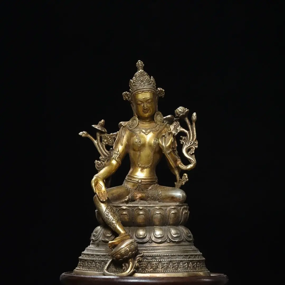 Copper gilt silver [Green Tara] height 22cm wide 14cm thick weight 1.3kg