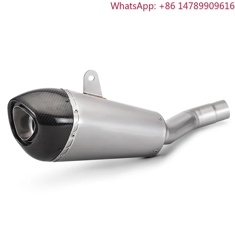 Universal Motorcycle Exhaust System, 51mm Inlet Carbon Fiber Muffler With Mid-Link Pipe And DB Killer For Universal Bike Modifi