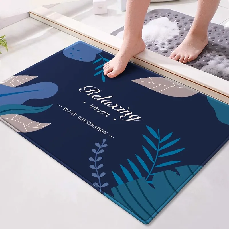

American Style Plant Flower Pattern Bathroom Floor Rug Toilet Water Absorbent Quick-drying Mat Anti-fouling Non-slip Foot Mats