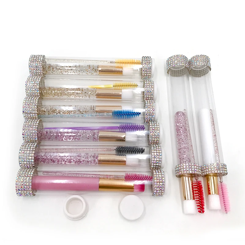 Custom Logo Eyelash Cleaning Brush with Mascara Wands with Diamond Bottle Eyelash Extension Makeup Kit