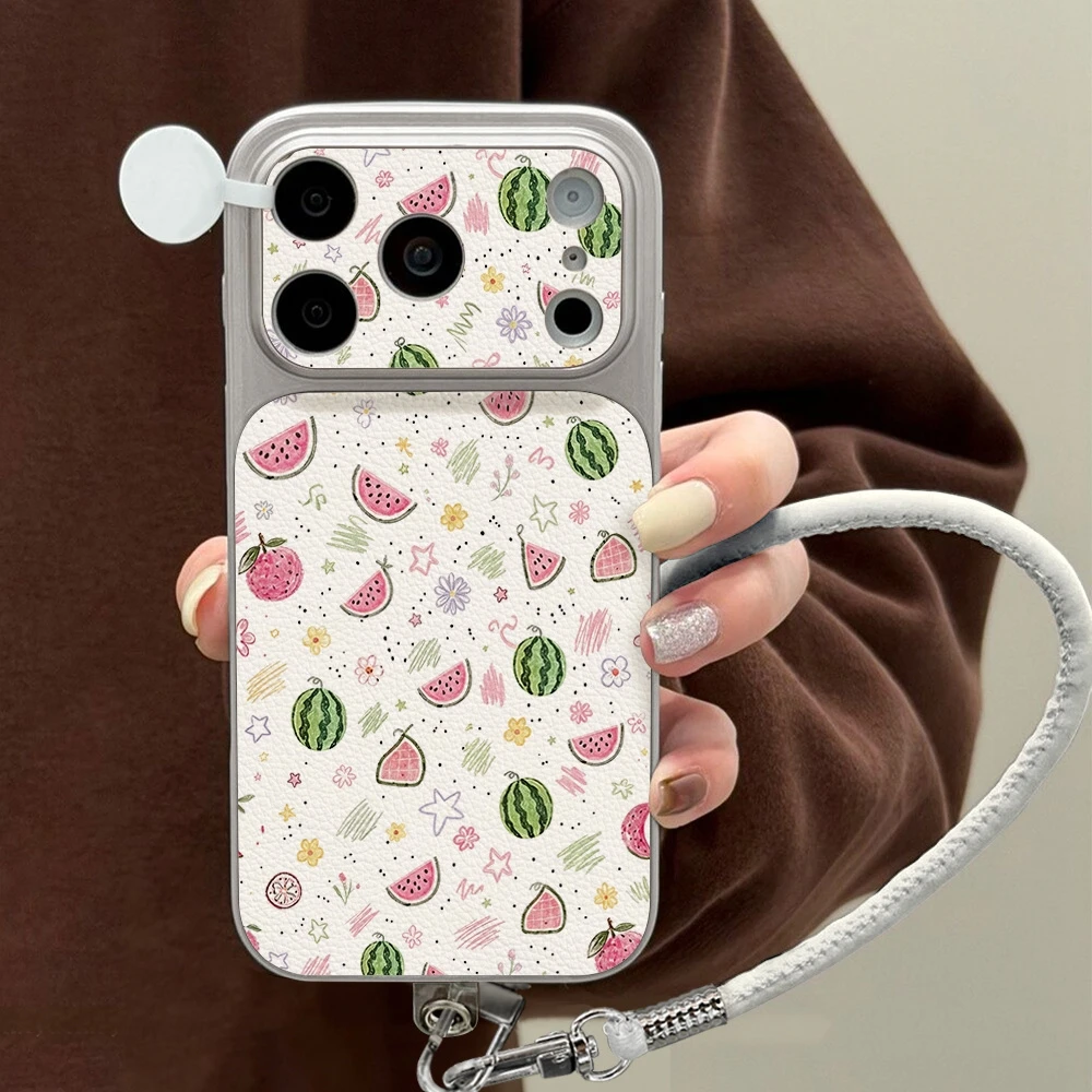Phone Cases Leather - เคสโทรศัพท์หนังลายผลไม้แตงโมฤดูร้อน สำหรับ iPhone 18 17 16