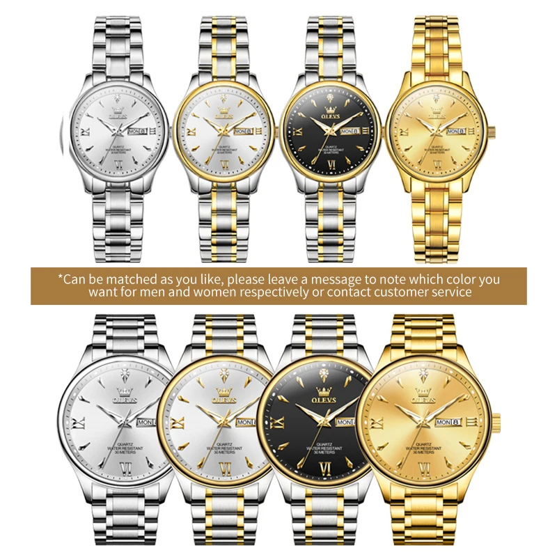 OLEVS jam tangan kuarsa wanita, arloji 9806 dengan minggu dan kalender