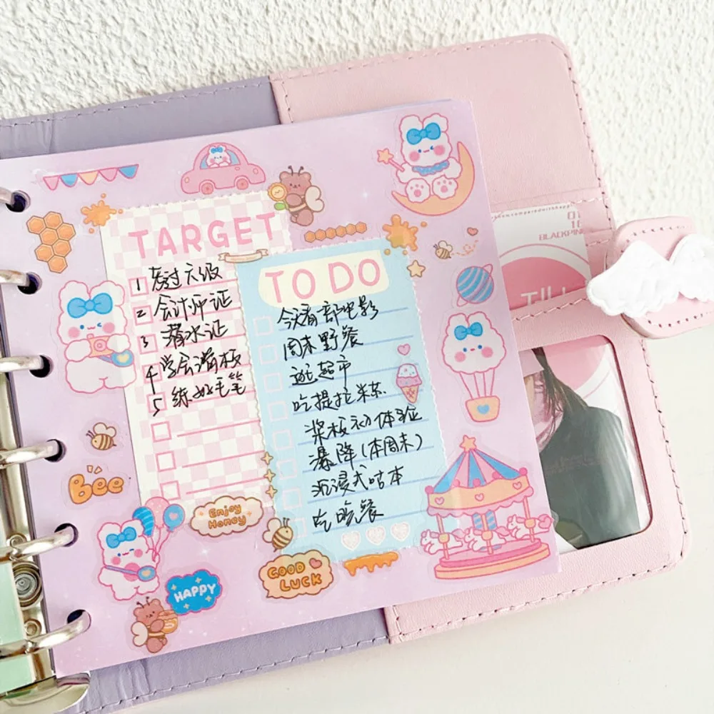 

45 Sheets A6 Loose Leaf Refill Paper 6 Hole Heart Inner Refill Spiral Binder Paper Cartoon Rabbit Indexing Cards